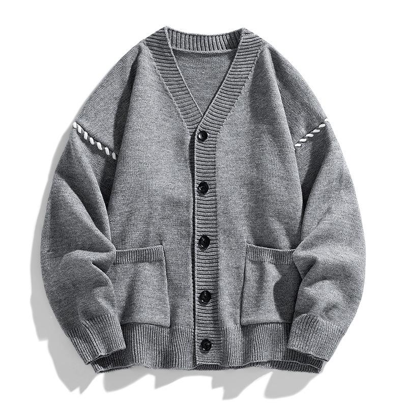 Loose V-neck Long-sleeved Men s Sweater Men s Simple Casual Knitted Wool Jacket M