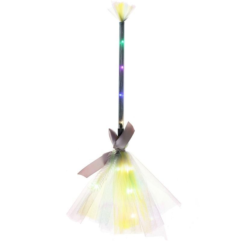 Halloween Party Lighted Witch Broom Plastic Broomsticks Kid Broom Props for Halloween Cosplay Decoration