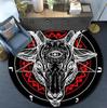 Skull Satanic Goat Pentagram Wing Demon Version Carpet Round Rugs Non-slip Area Rug for Living Room Bedroom Foot Pad Decoration