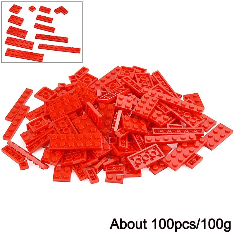 100Pcs Bulk Parts Thin Bricks 12 Size Mixed 15 Color Building Blocks Figures MOC Model Educational Construction Toy for Kid Gift