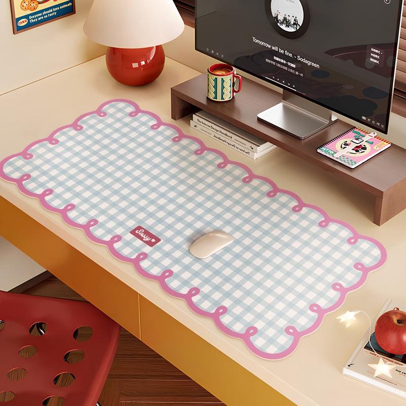 35*80cm Extra Large Cartoon Plaid Mouse Pad for Women Fashion Girl Desk Mat for Office Computer Keyboard Pad Laptop Table Mat