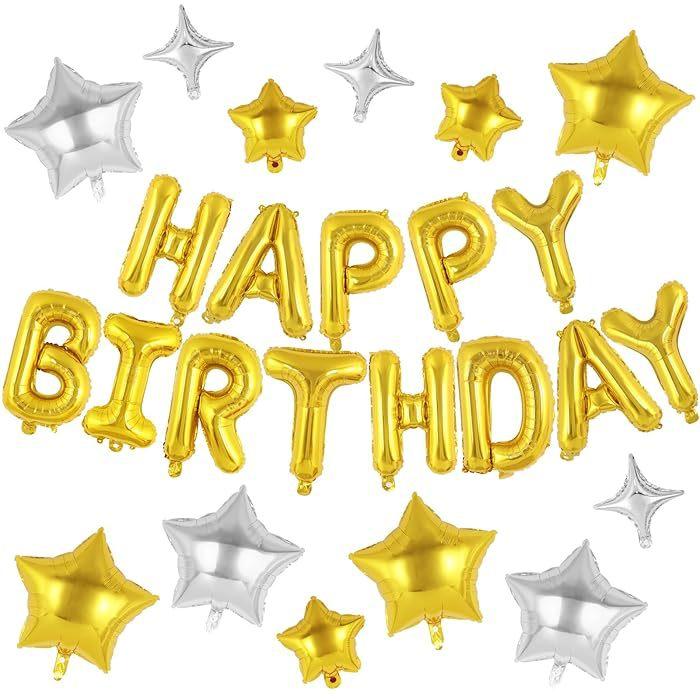 Happy Birthday To Xiyin Tk Aluminum Film Balloon Five-Star Cross Star Set Children'S Birthday Party Decoration