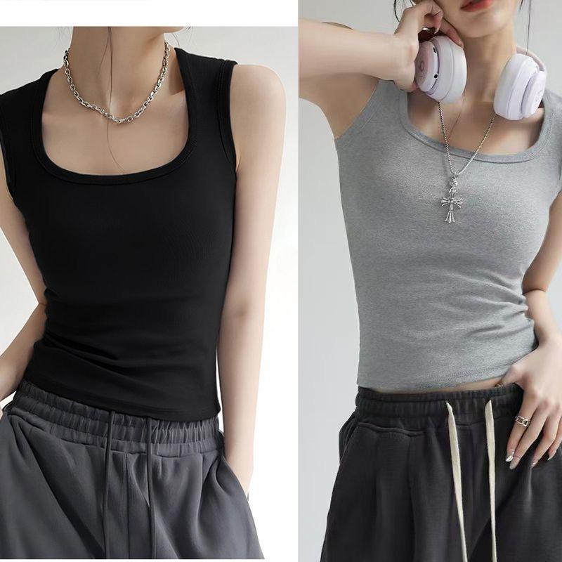 2026 Spring Women's Racerback Camisole Vest with Wide Shoulder Straps – Side Coverage and Solid Color