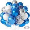 12inch-50pcs Blue Gold Green and Pink Balloon Set, Suitable for Weddings, Birthdays, Popular Parties, Bridal Showers