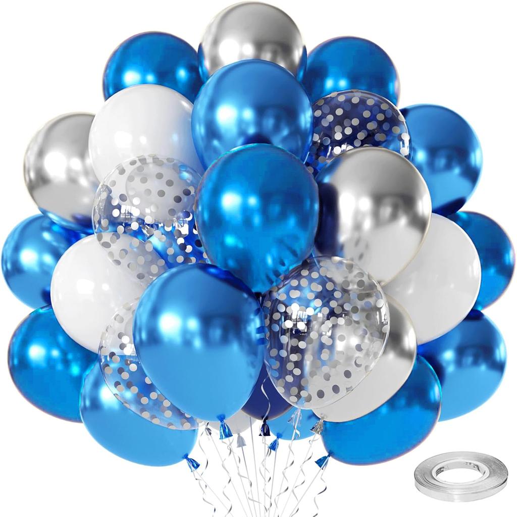 12inch-50pcs Blue Gold Green and Pink Balloon Set, Suitable for Weddings, Birthdays, Popular Parties, Bridal Showers