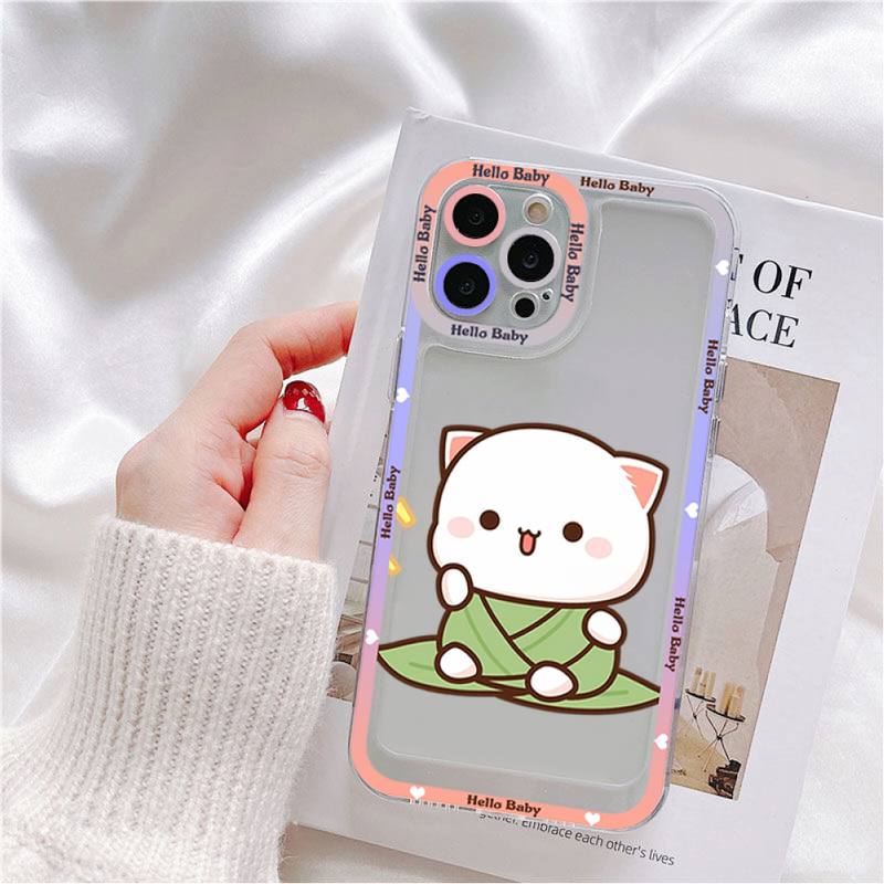 Mochi Peach Cat Phone Case for iPhone 11 12 13 Mini Pro Max 14 Pro Max Case shell