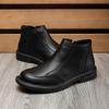 Autumn and winter first-layer cowhide soft leather medium-top Martin boots men's side zipper short boots versatile high-top leather casual men's shoes