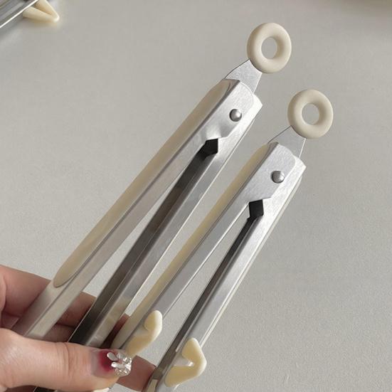 2Pcs Silicone BBQ Tongs 304 Stainless Steel Pot Protection Anti-Slip Design Food-Grade Food Clamp Cooking Tool