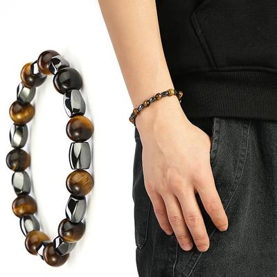 Magnetic Bracelet Beads Hematite Stone Therapy Health Care Magnet Hematite Beads Bracelet Men's