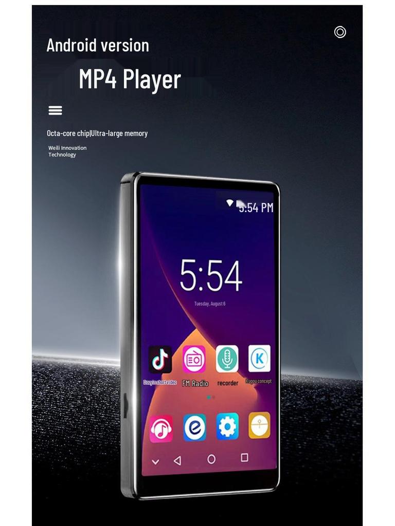 Octa-Core Android MP4 Player with Zinc Alloy Body, Sensitive Touch, Dual-Band WiFi, and Bluetooth