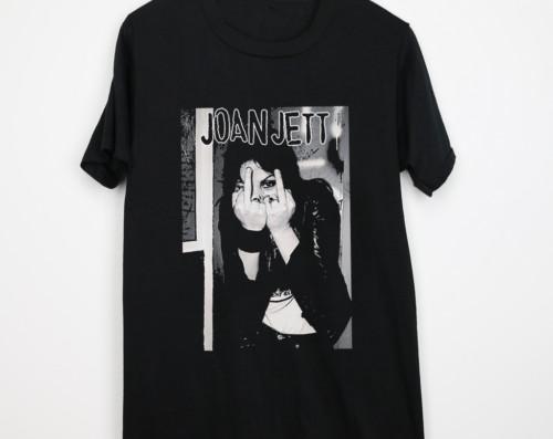 Joan Jett T-shirt Middle Finger Short Sleeve Retro Black Funny Tee Gift Unisex T-Shirt
