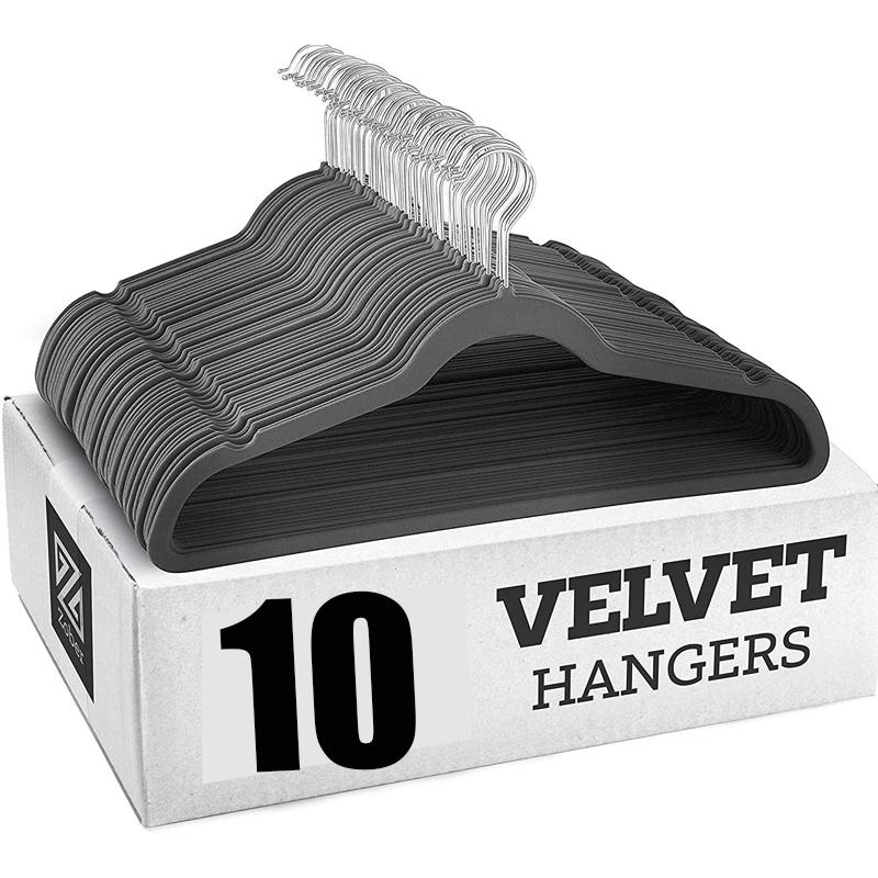 10PCS Velvet Non-Slip Clothes Hangers,45CM Space Saving Ultra Slim Hanger for Coat Pants Dress,Wardrobe Storage Adult Magic Rack