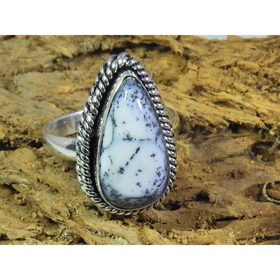 Natural Dendrite Opal Gemstone 925 Solid Sterling Silver Ring Size US-7 PG-141