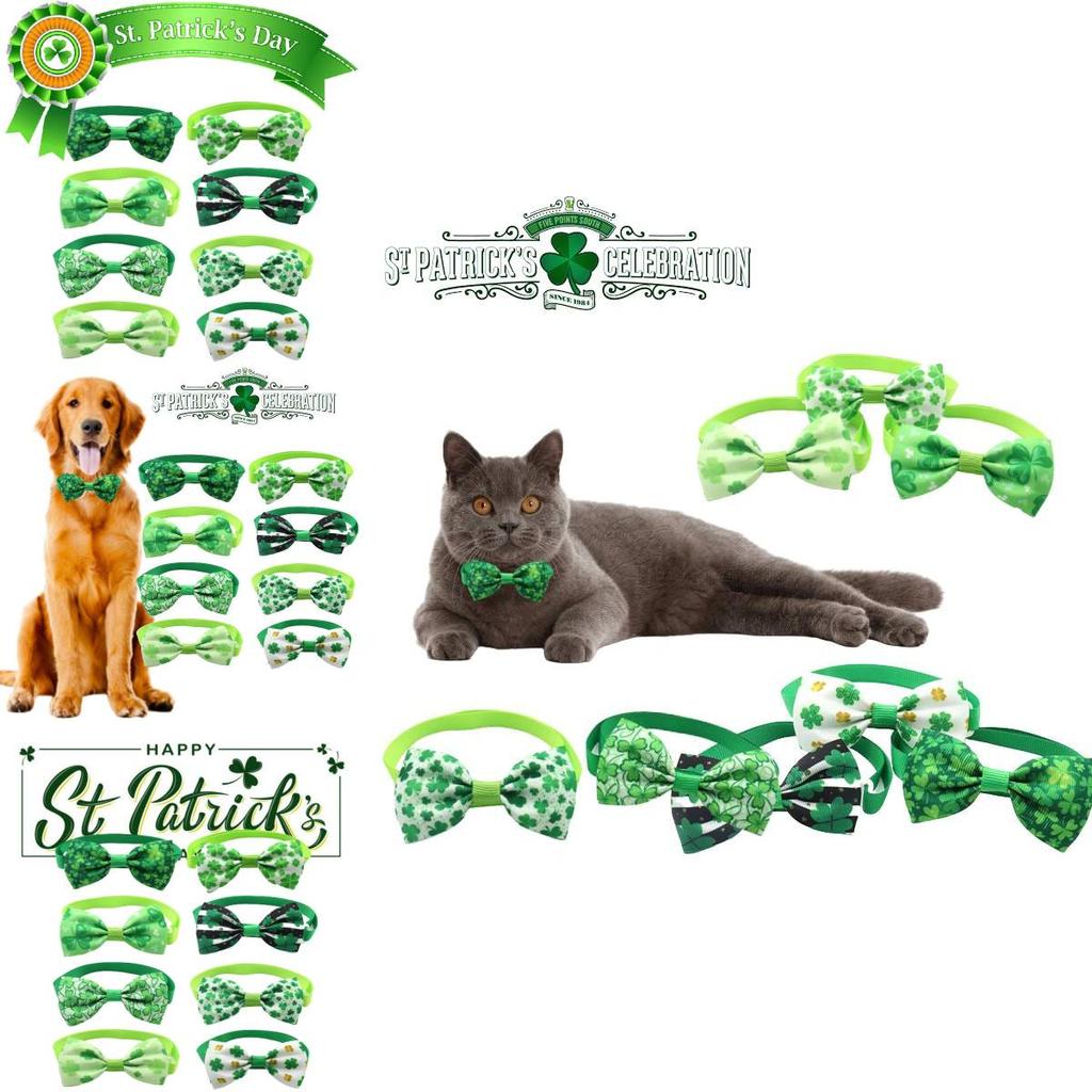 Lucky Green Check Collar Pet Accessory For St.paddys Day
