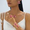 Simple Oil-Infused Flower Earrings And Necklace Set - Casual Jewelry Set For Women