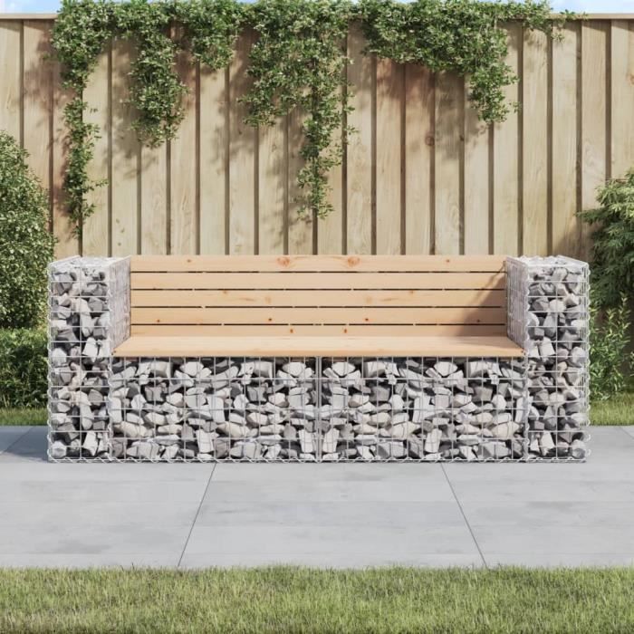VidaXL Banc de jardin design gabion 184x71x65,5 cm bois massif de pin 3196236