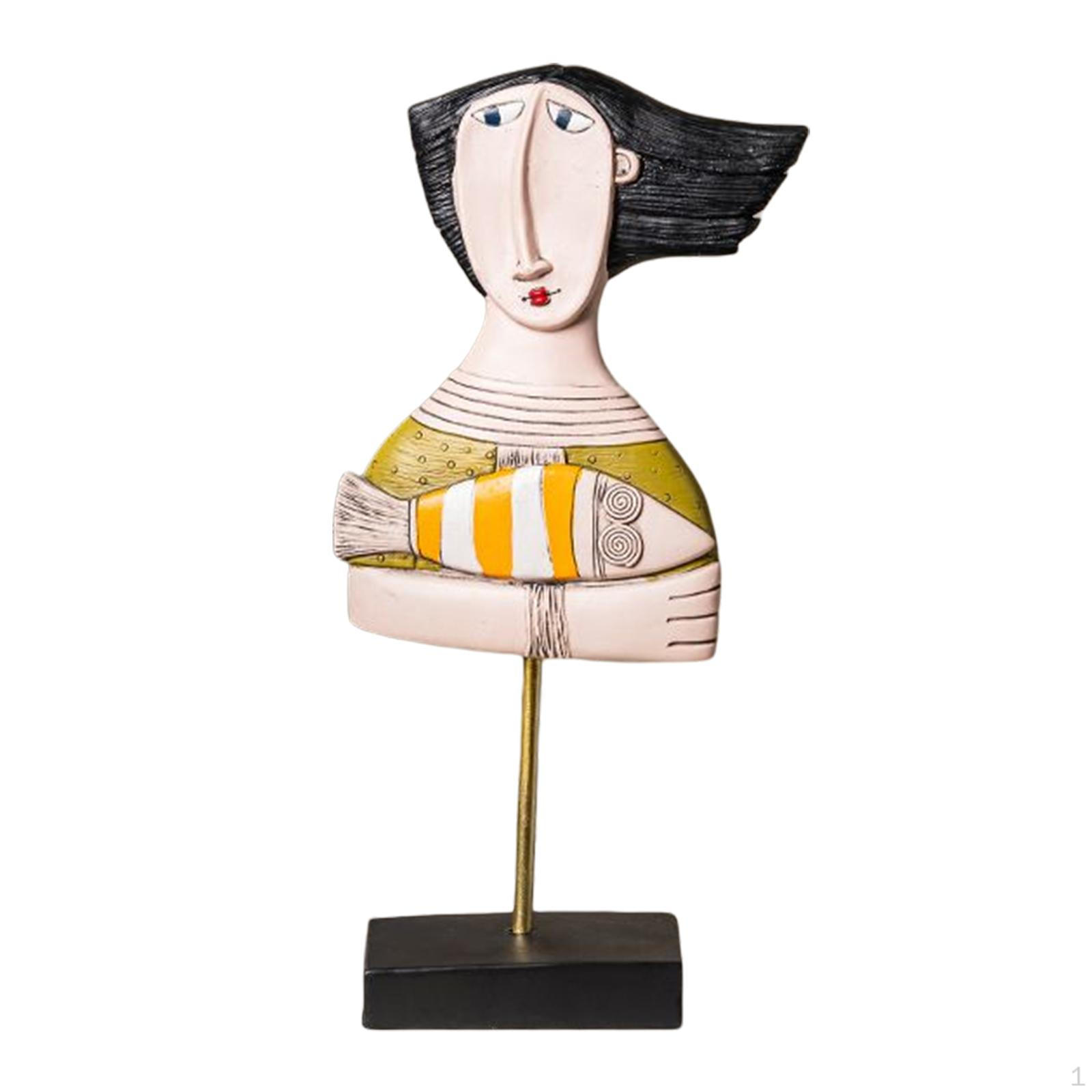 Abstract Human Statue Creative Sculpture Resin Face Figurine Art Figure Crafts for Party Women Fish