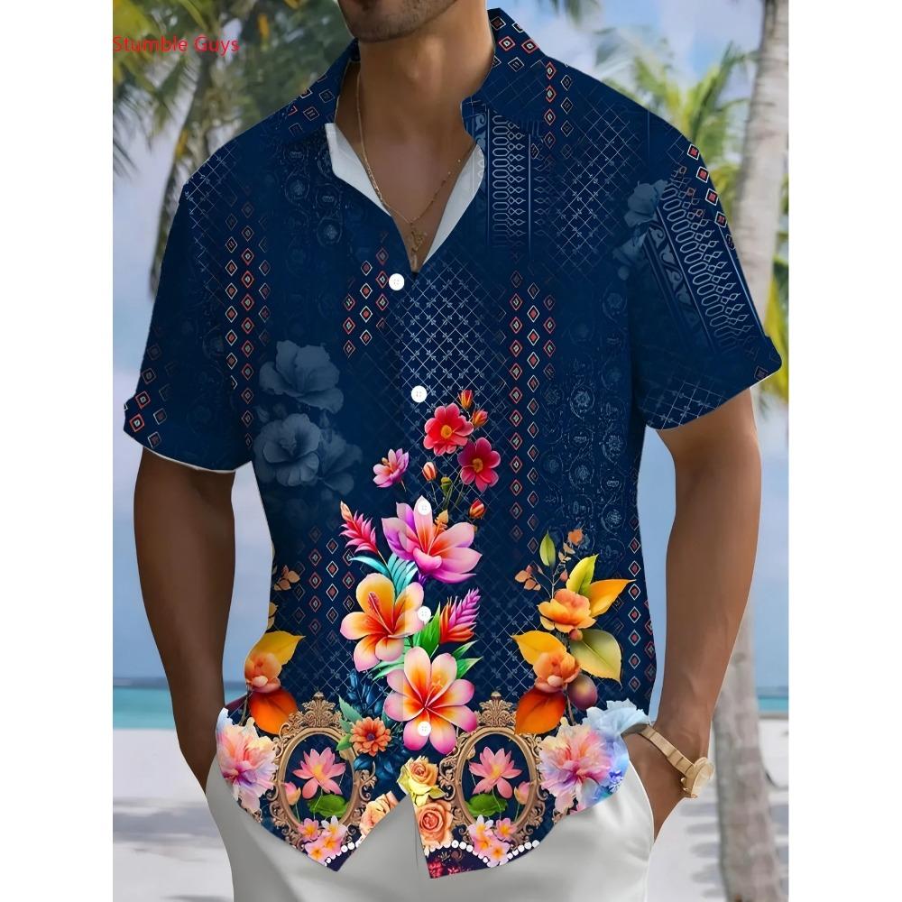 

Men s High Street Graphic Hawaiian Shirt Summer Man Short Sleeve Loose Casual Fashion Street Style Vacation Beach Tops 5XL