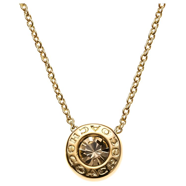 Coach Round Diamond-Studded Alloy Necklace Women Necklace Gold F54514-GLD