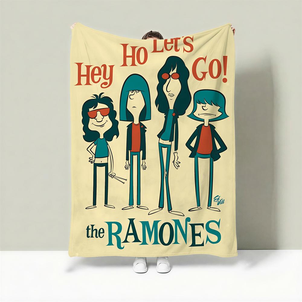 Band R-Ramones Throw Lightweight 240g Flannel Blanket Soft Skin-friendly for Summer Cooling 75X95CM