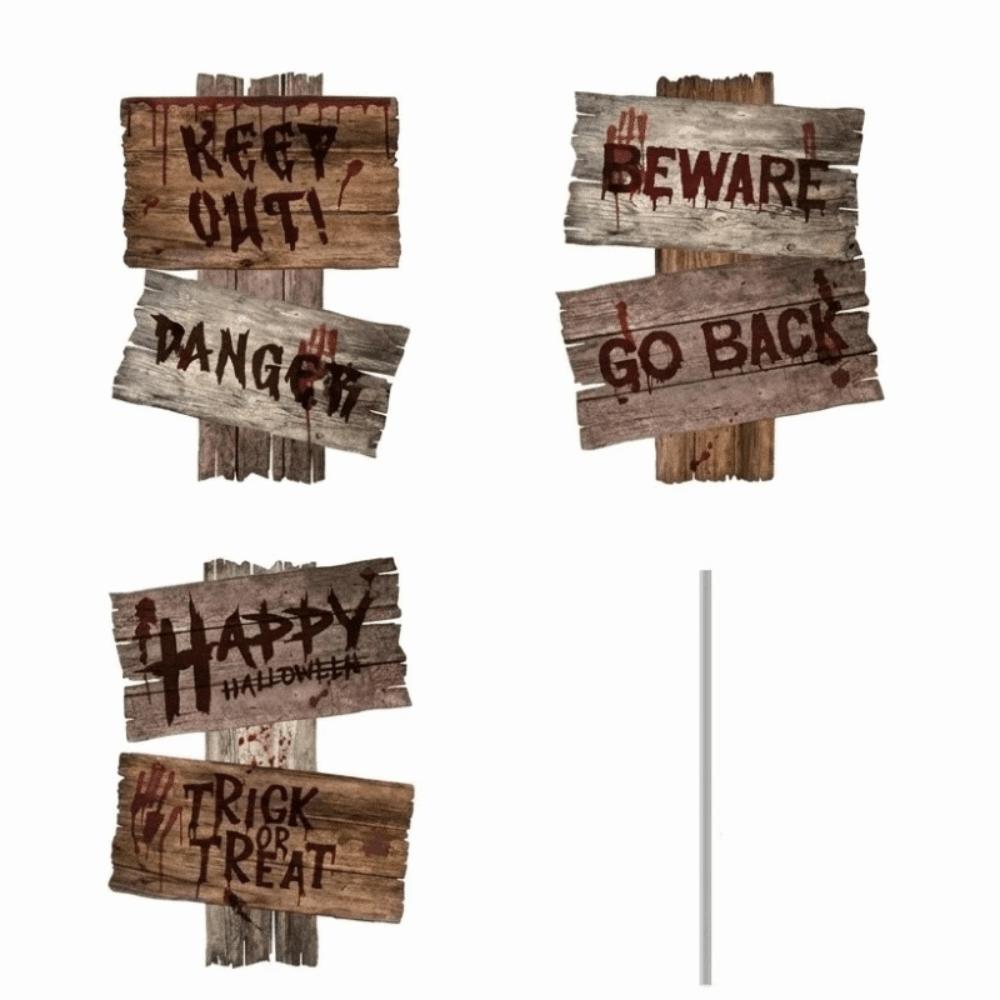 Plastic Material Halloween Warning Signs Vintage Style Yard Garden Signage Home Decor