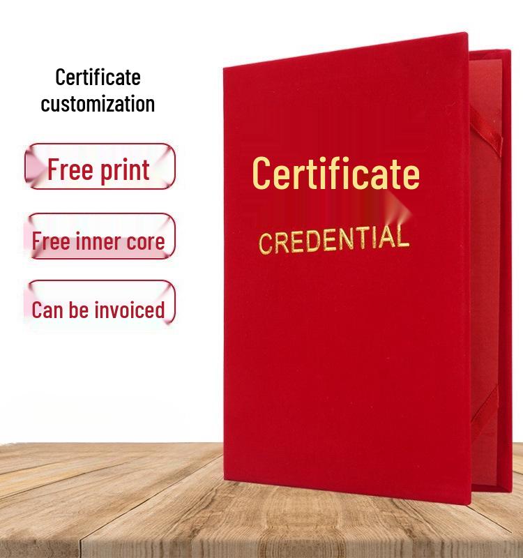 Custom Velvet Embossed Award Certificate Cover with Inner Pages 16K