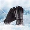 Thicken Clambing  Driving Winter Gloves Men Black Gloves PU Leather Korean Mittens