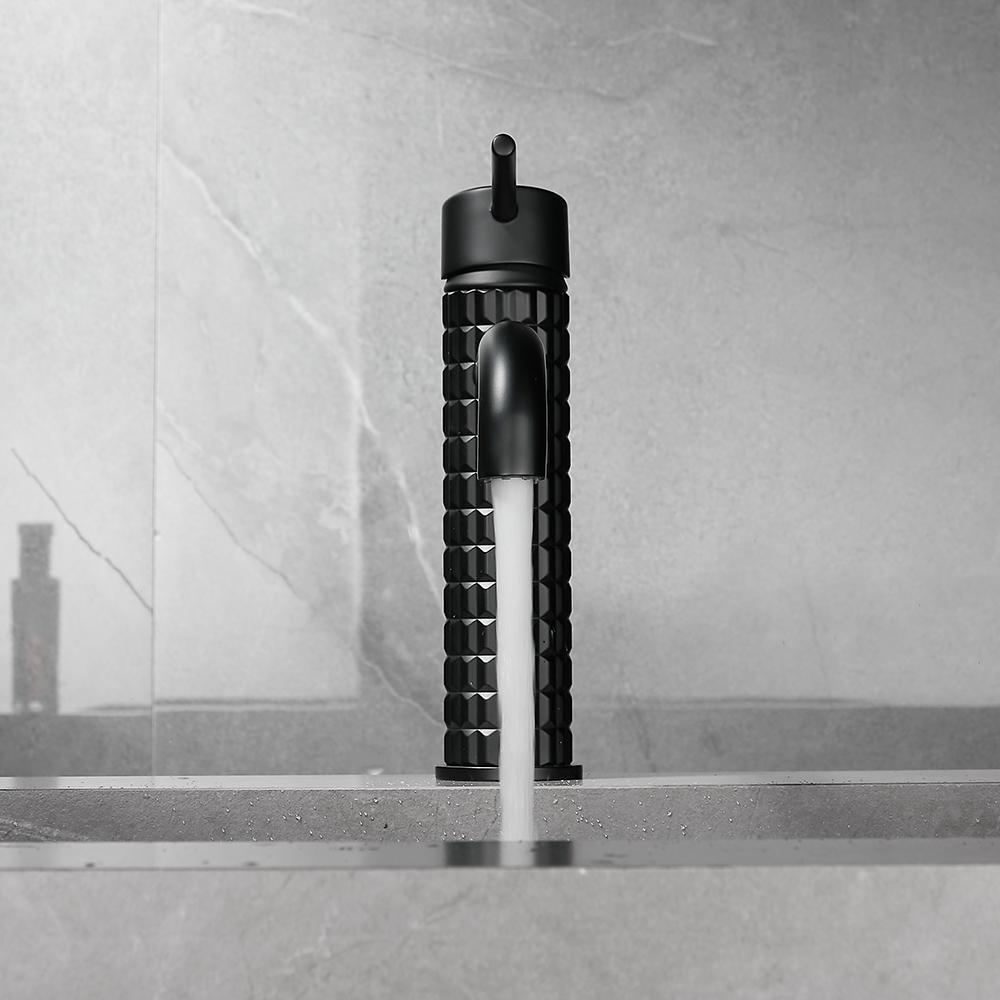 Knurled Faucet Brushed Gold Basin Faucet Bathroom Taps Single Handle Hot and Cold Sink Mixer Knurled Basin Faucet 855988