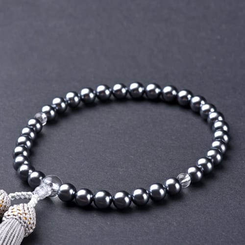 Women's Hanadama Pearl Prayer Beads with Magnetic Closure and Black Shell Pearls, Includes Prayer Bead Bag