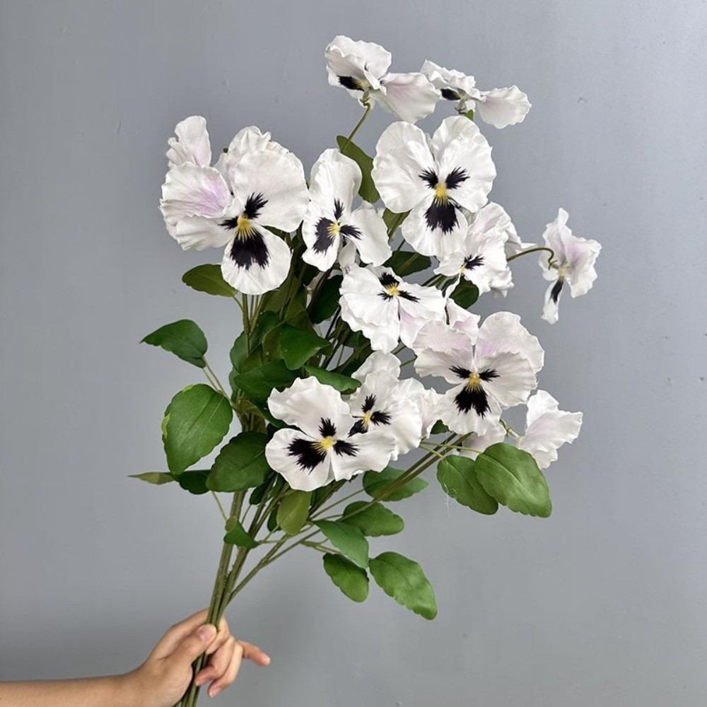 70cm Artificial Viola Tricolor Flower Plastic Handmade Silk Heartsease Flowers Real Touch Fake Flowers Home Office Decor