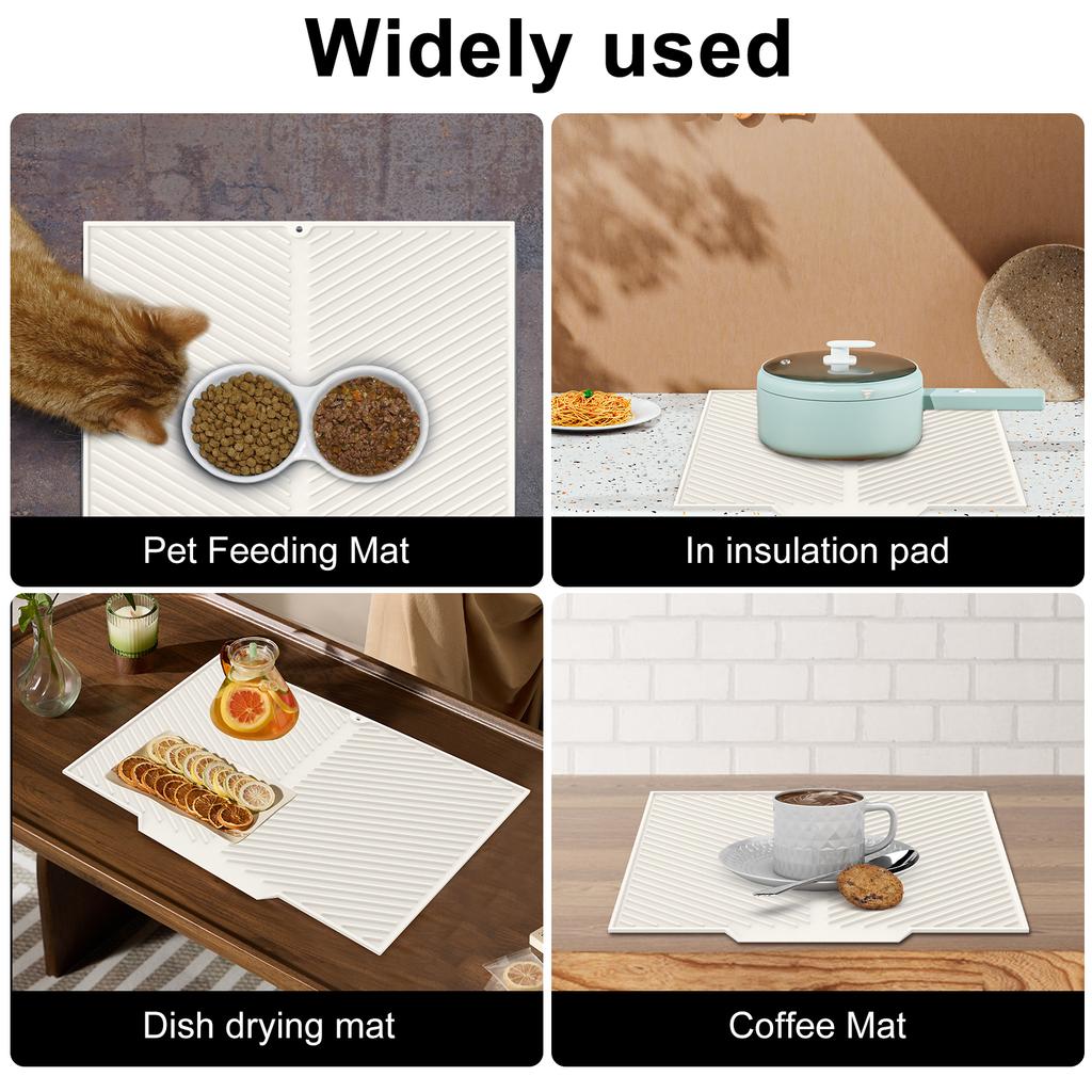 Kitchen Dish Drying Silicone Mat Raised Stripes Outlet Design Countertop Sink Draining Pad Non-slip Tableware Insulating Mat