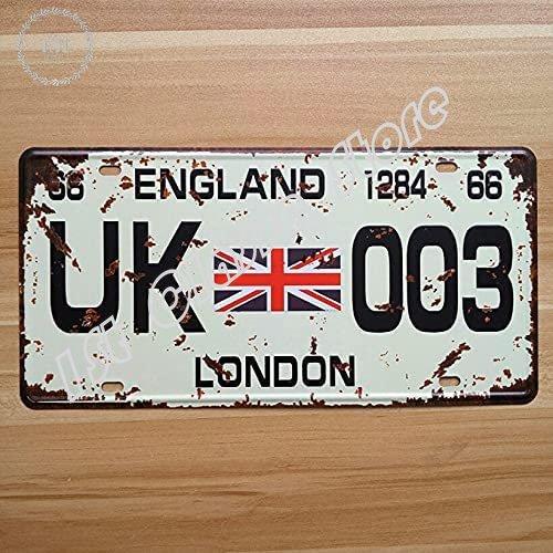 Retro License Car Plates Uk-003 London England Vintage Metal Tin Signs Garage Painting Plaque Sticker Garage Decor