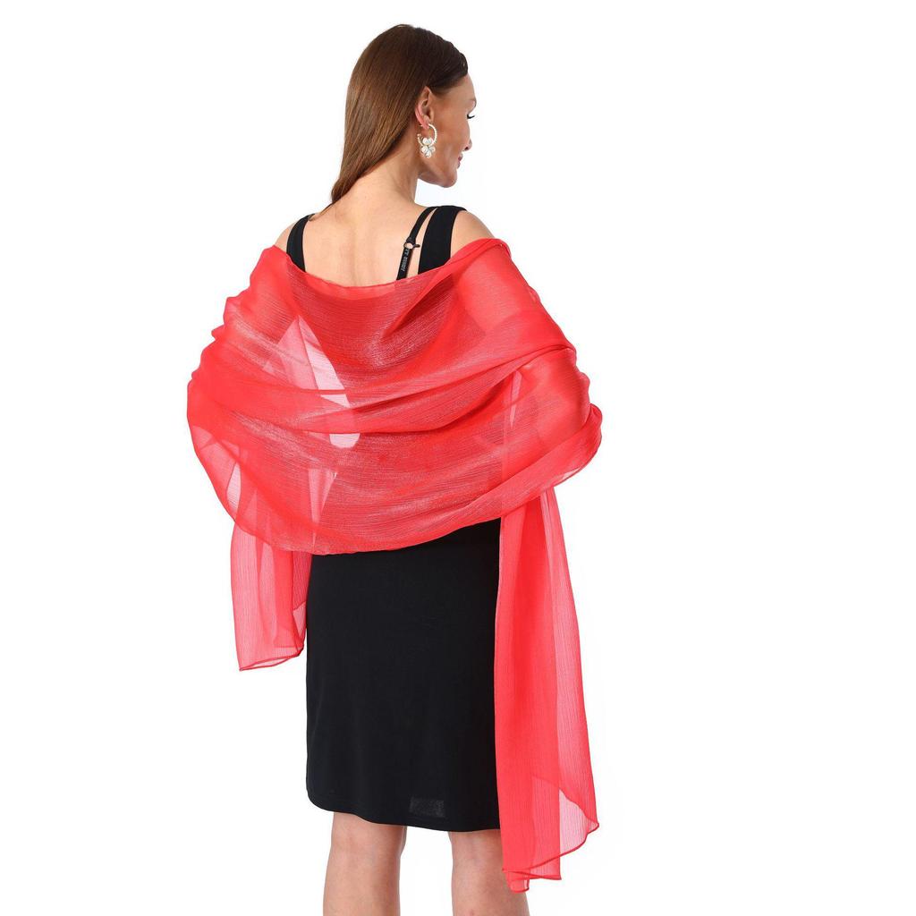 Banquet Evening Gown with Pearlescent Gauze Shawl for Brides, Bridesmaids, and Mothers