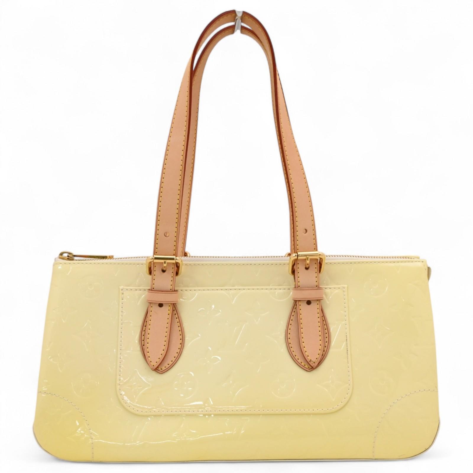 

Auth LOUIS VUITTON Vernis Rosewood Avenue Handbag Patent Leather Yellow M93508 lv9938vs