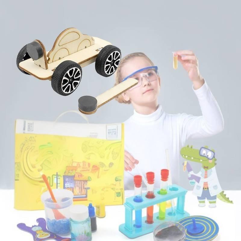 Educational Magnetic Wood Car Diy Science Toy For Kids Stem Learning Handcrafted Model