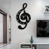 Durable Stylish Musical Note Wall Clock, Silent Non-Ticking, Battery Operated, Modern Black Decor, 9.45In Round, Quartz Movement