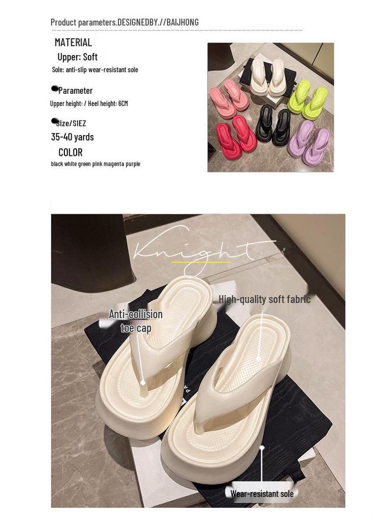 2025 Women's Thick-Soled Flip-Flops: Soft EVA Summer Sandals, Korean Style Trend