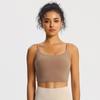 Nude Feel Women's Sports Bra with Pads - Summer Workout Camisole Vest with Beautiful Back Design