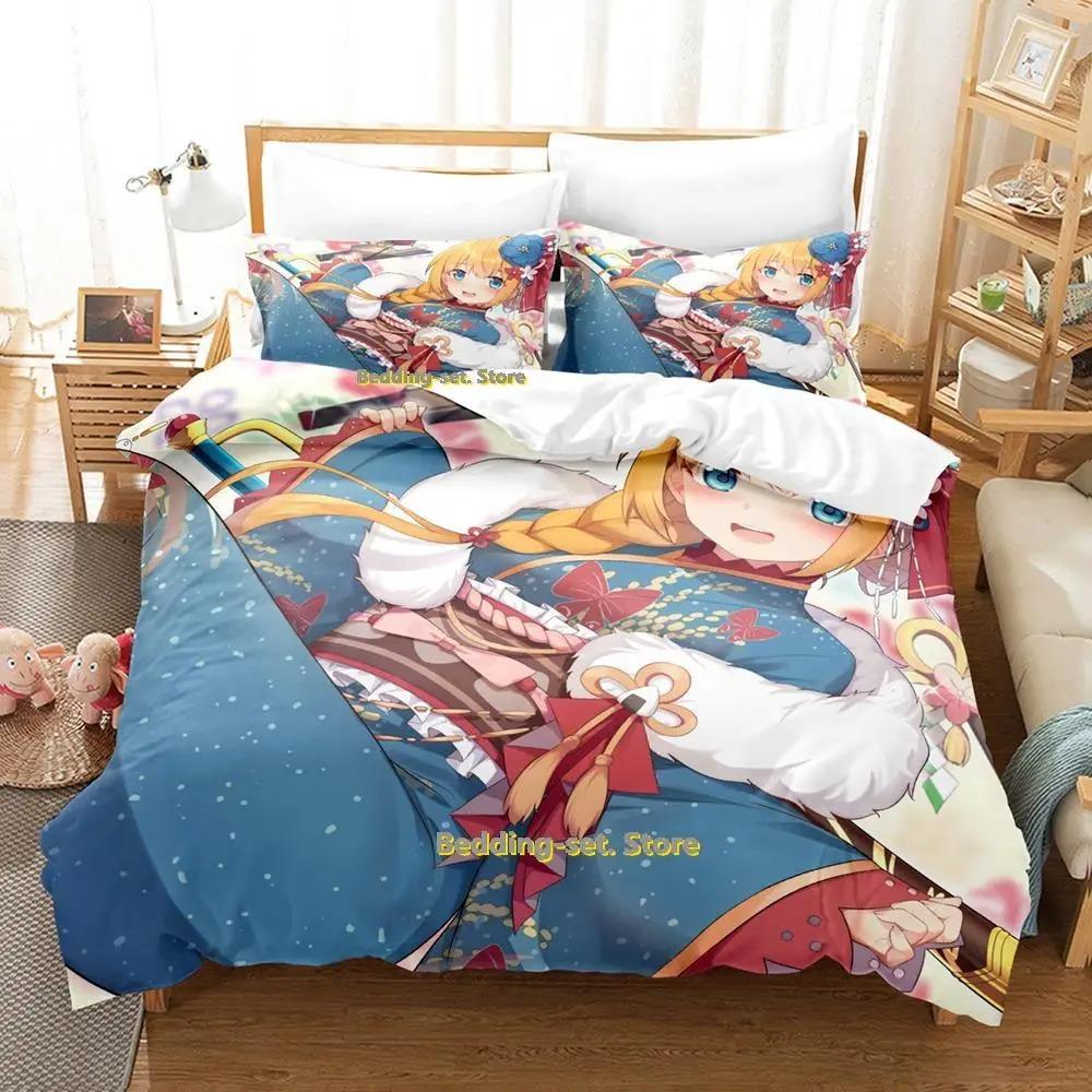 Princess Connect! ReDive Bed Cover Kit Cartoon Anime Three-piece Set Adult Kid Bedroom Duvetcover Sets Three-Dimensional Kawaii Girls Couette