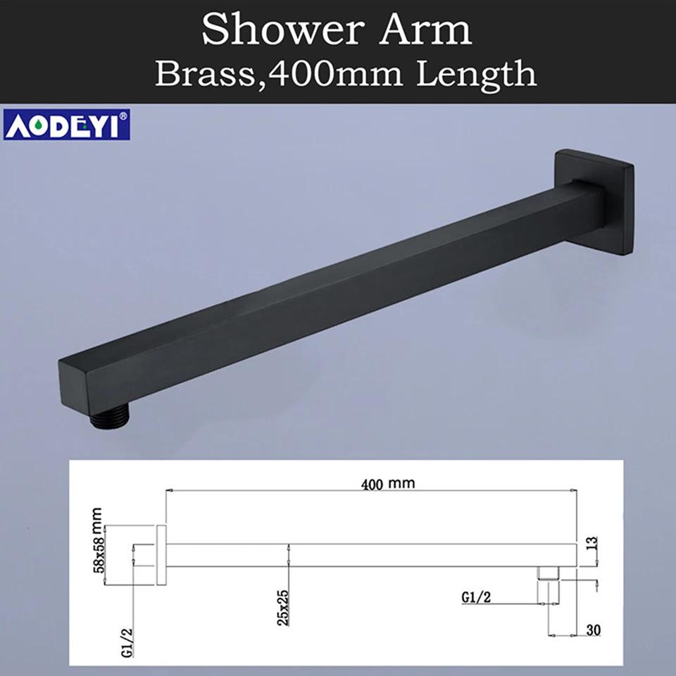 Brass Shower Arm Head Holder Black G1/2 Extension Wall Ceiling Mounted Fixed Pipe for Set Bracket Bar Brushed Gold Accessories