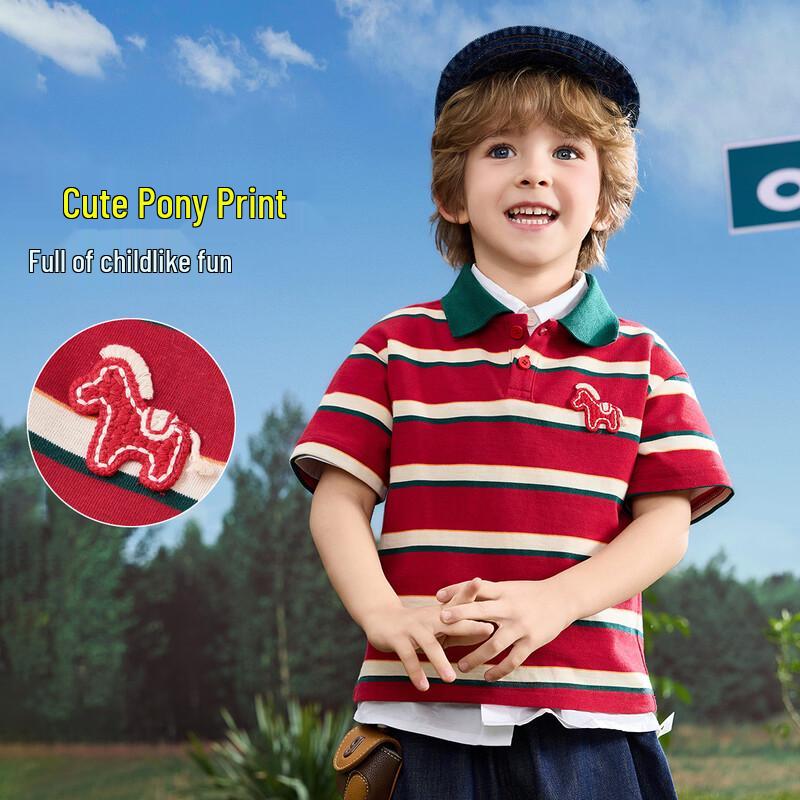 ASK JUNIOR Boys' Striped Color-Block Polo T-Shirt