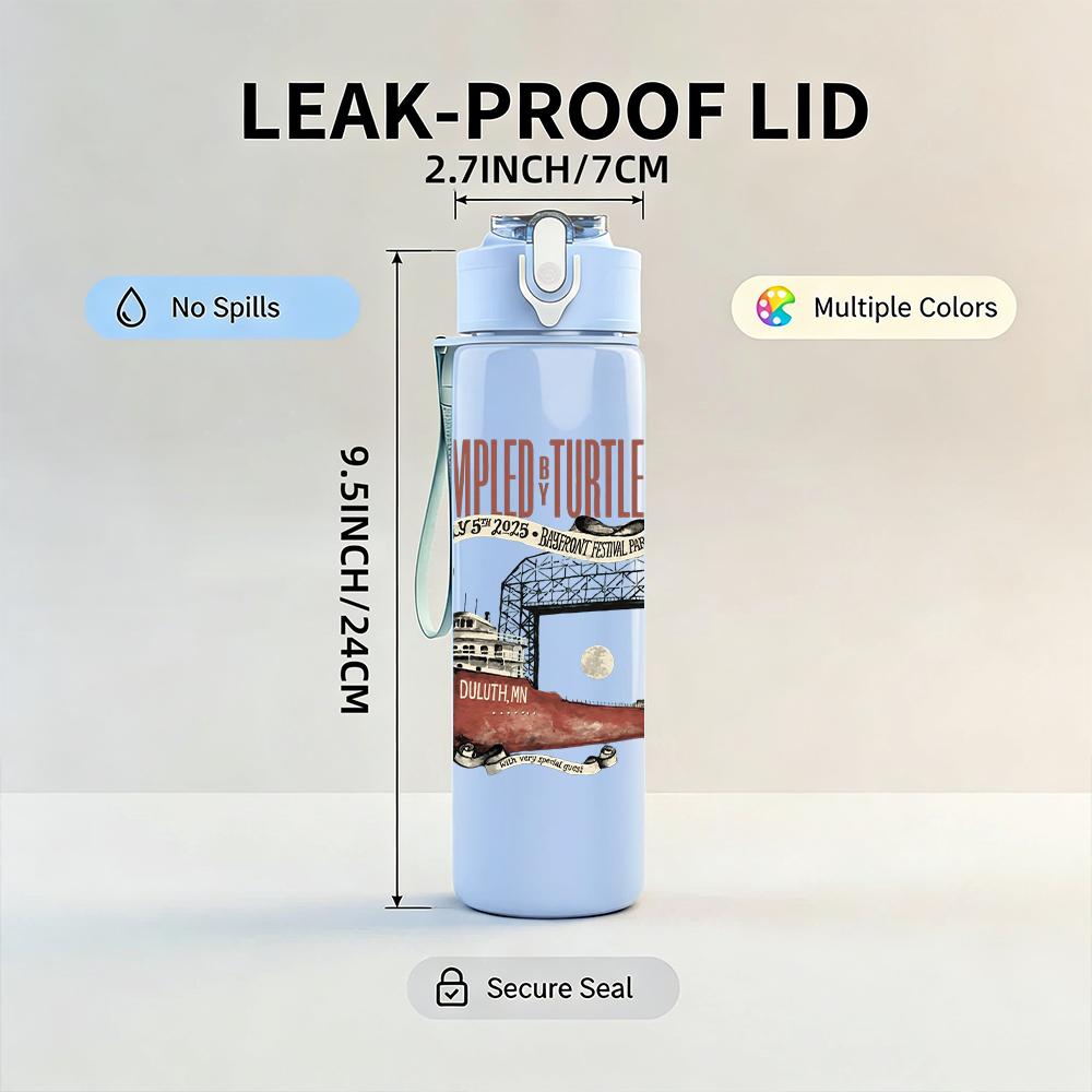1PC Vintage Western Pistol Text Graphic Print 750ml Portable Sports Water Bottle Leakproof Gym Outdoor Travel Drink Cup