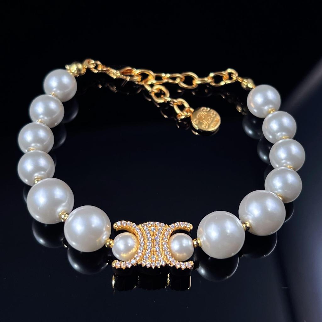 Saijia Zweiseitige Gewebte Schlangenknochen-Halskette mit Perlenarmband und Diamant-Logo - Europäischer und Amerikanischer Luxusstil.