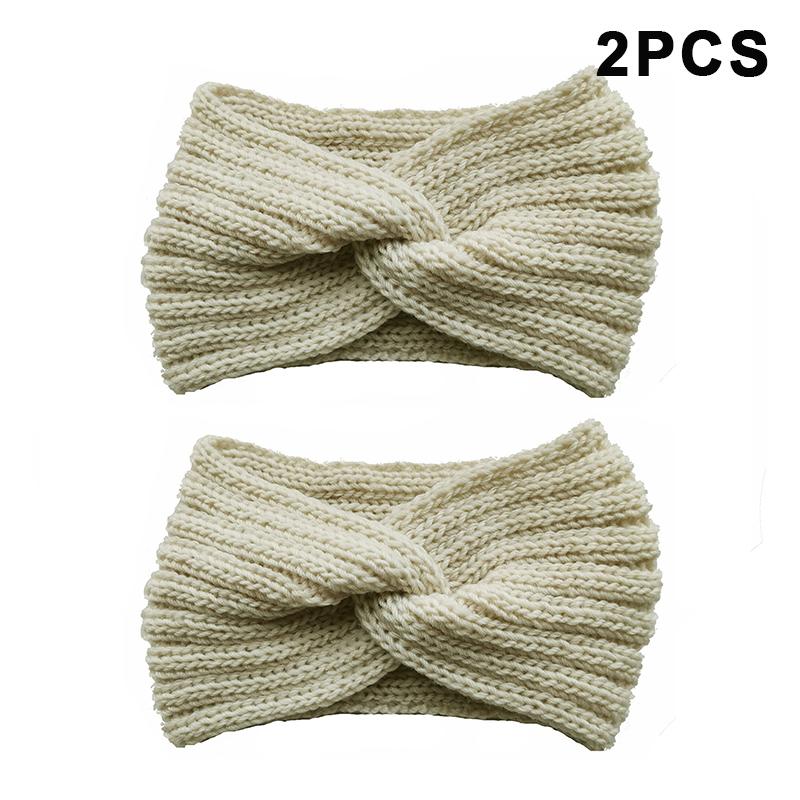 2Pcs Women'S Winter Warm Headbands - Thick Knit Ear Strap Hair Accessories Winter Headbands Cold Weather Gear Stylish Headwear