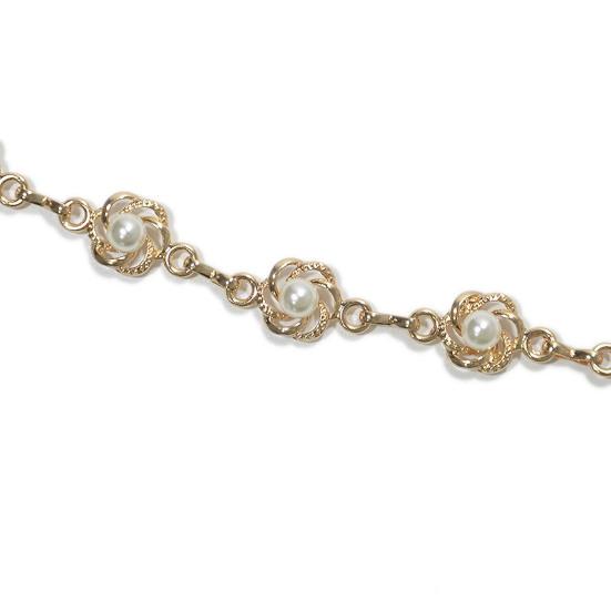 Cadena de Cintura de Metal Flor Perla Incrustada Cinturón para Mujer Ajustable Enlace Corporal Accesorio de Moda Cinturón de Vestido Cinturón de Pantalón Accesorios para Mujer