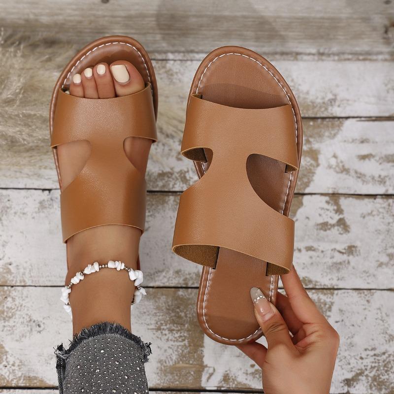 

New flat-bottomed slippers women s large size simple solid color casual cool slippers 43 темно-коричневого