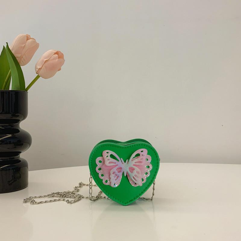 Butterfly Out Hollow Decoration Heartshaped Leather Children Shoulder Bag
