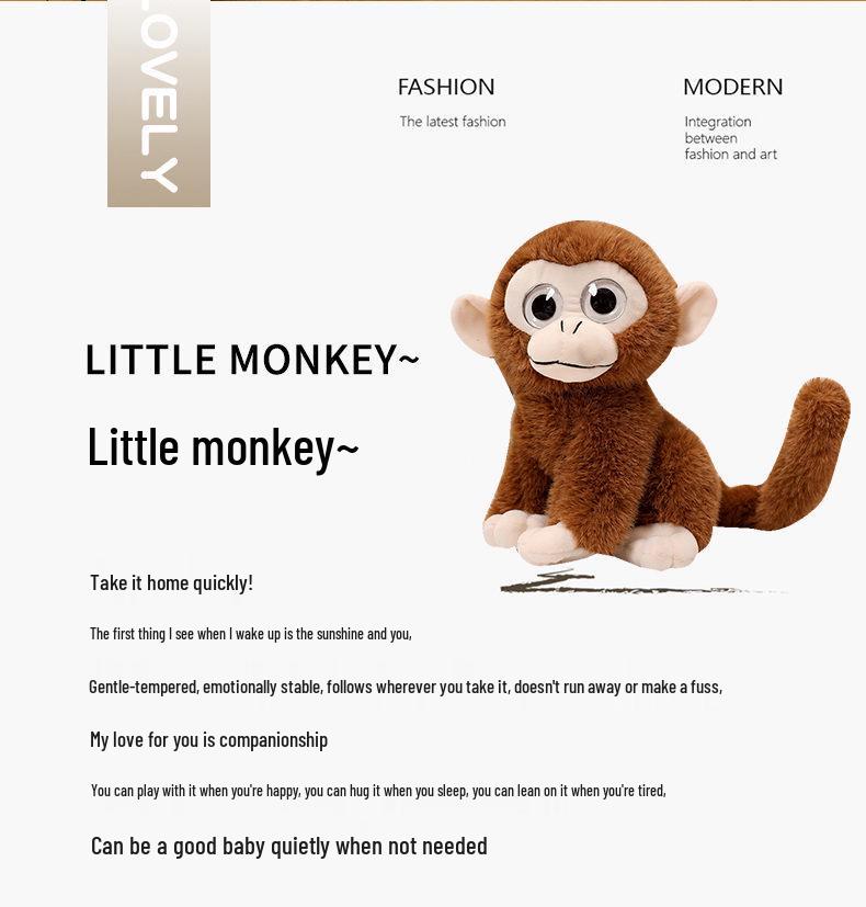 Golden Snub-Nosed Monkey Plush Toy - Cute Big-Eyed Doll