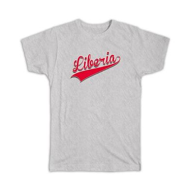 Geschenk-T-Shirt : Liberia Flagge Varsity Schriftzug Baseball Beisbol Landesstolz
