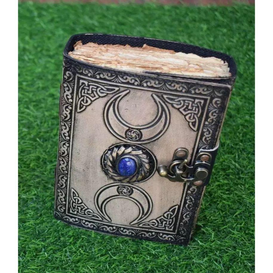 Pakke med 2 vintage lærjournal grimoire keltisk heks stein lær Book of Shadows
